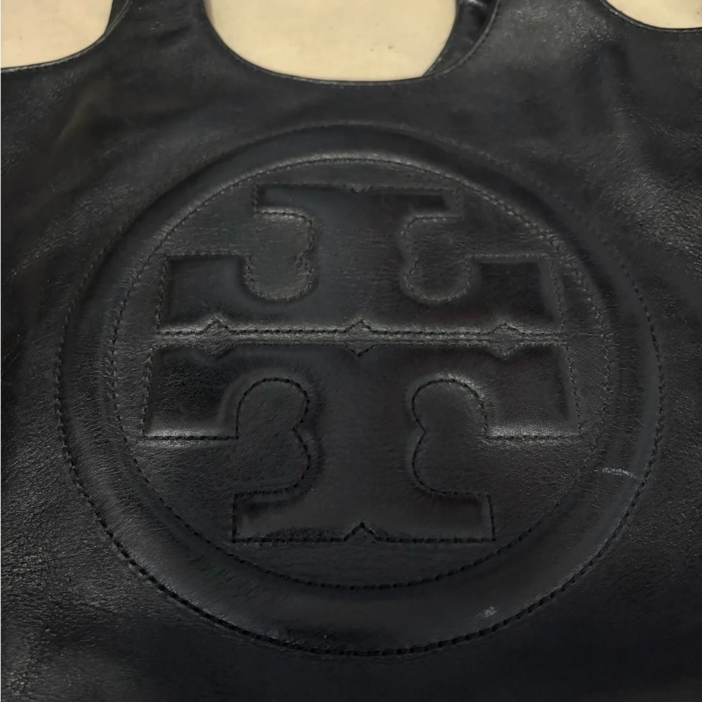 Elegant Tory Burch Black Leather Tote Bag. - Picture 3 of 6